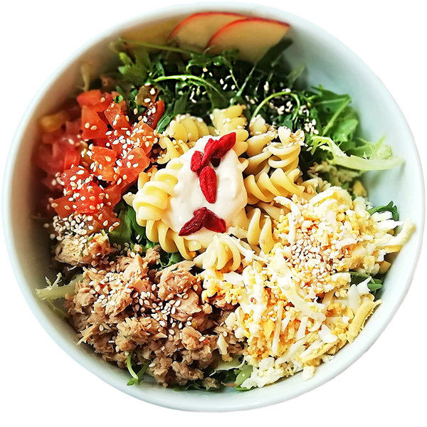 Tuna and cheese pasta bowl ツナとチーズのパスタサラダ