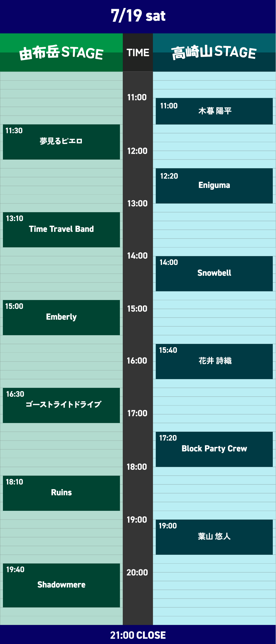 7月19日のタイムテーブル