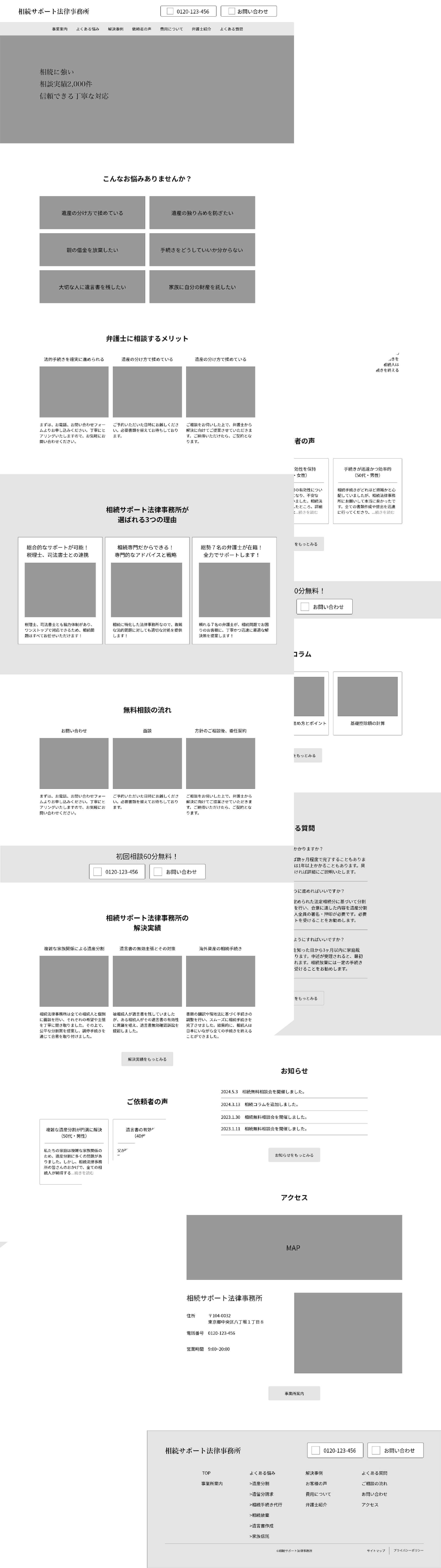 相続サポート法律事務所のPC版のワイヤーフレーム