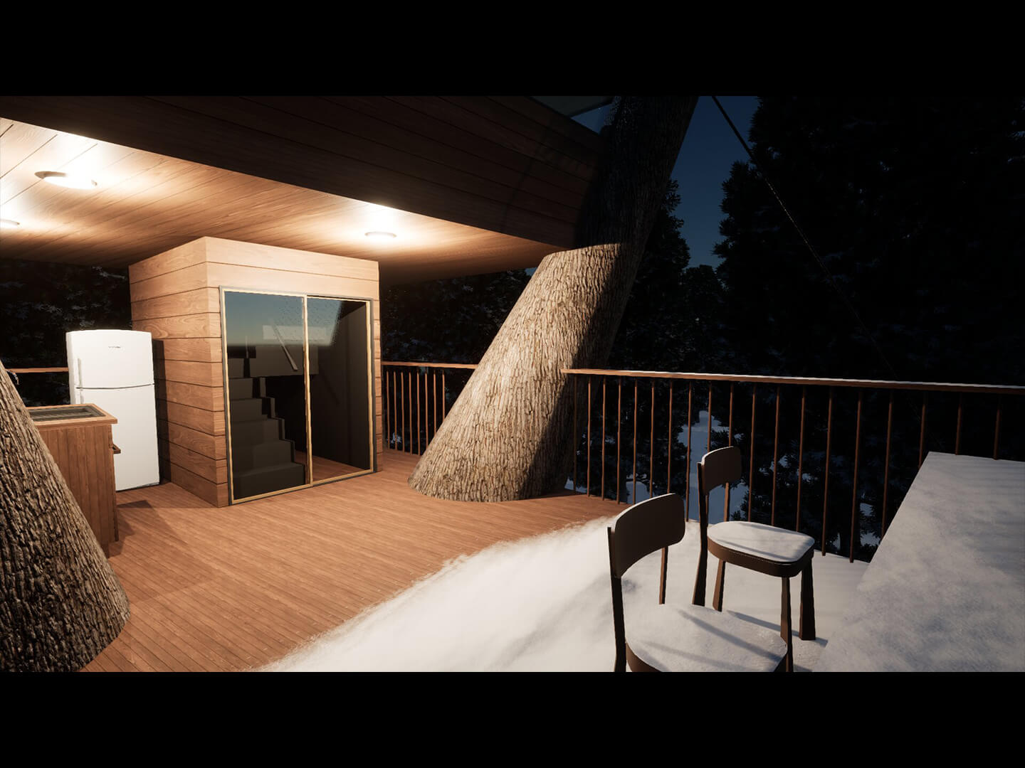 夜はライトが点きます