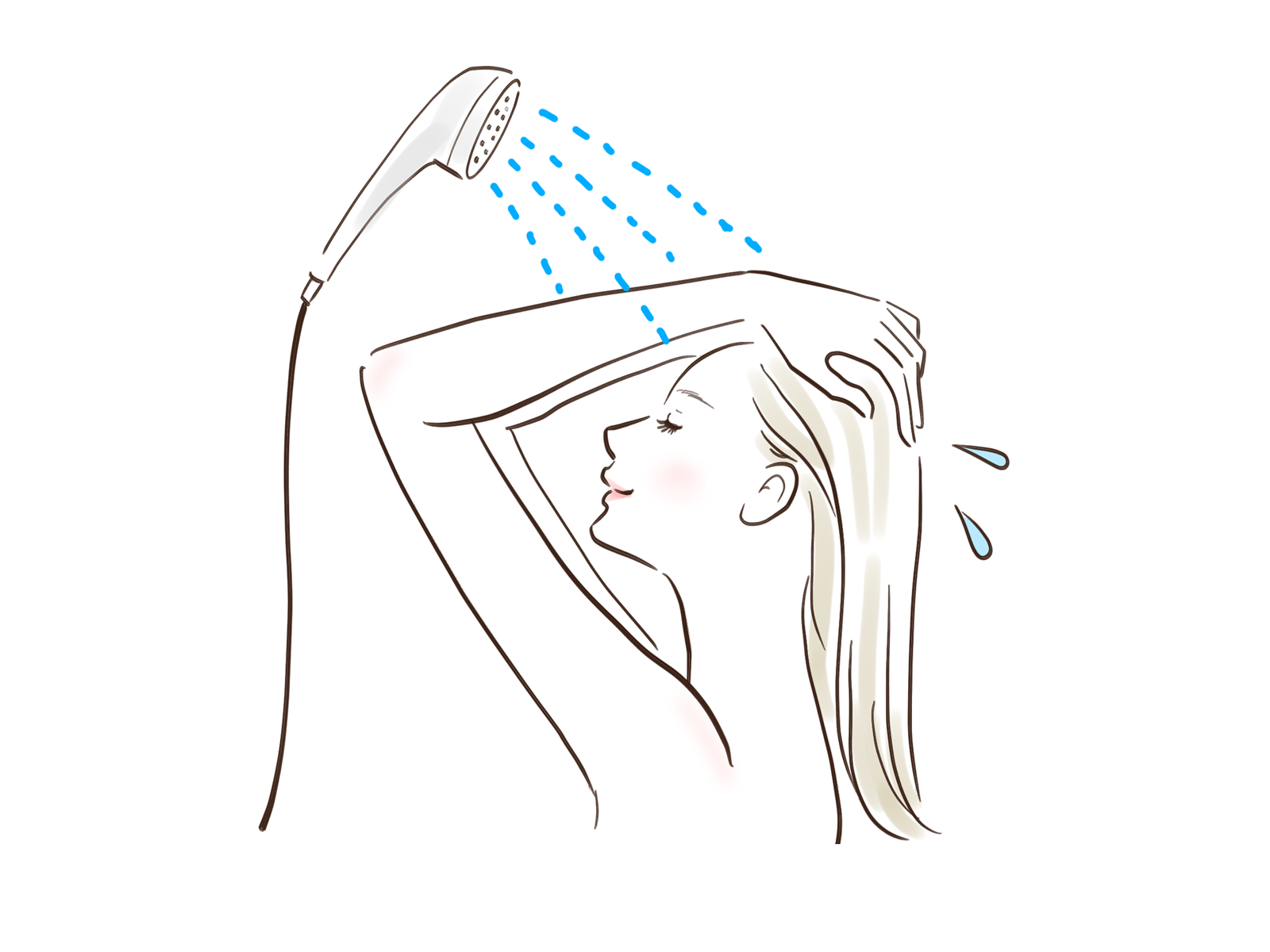 シャワーを浴びる女性のイラスト